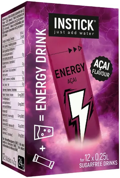 Băutură instant energizantă, acai, 12 x 2 g, Instick