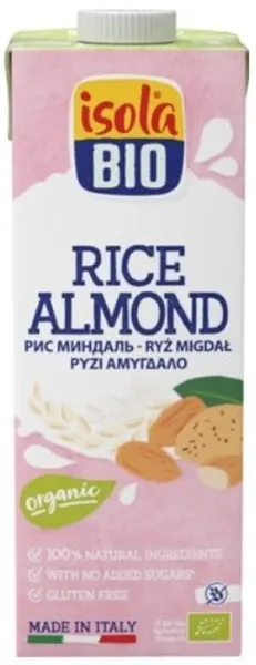 Băutură organică de orez și migdale, fără gluten, 1 l, Isola Bio