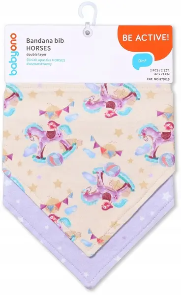 Bavetă-banderolă BabyOno - Be Active, 2 bucăți, Caii
