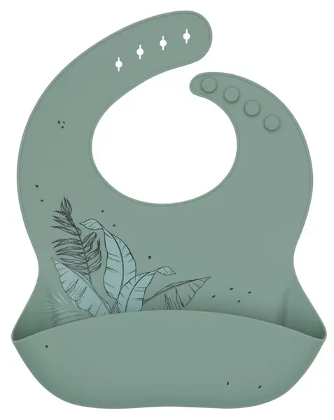 Bavetă din silicon KikkaBoo Platinum Silicone - Flora, Sage