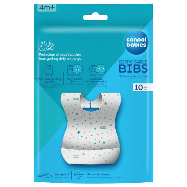 Bavete impermeabile de unica folosinta cu buzunar, 10 bucati, Canpol babies
