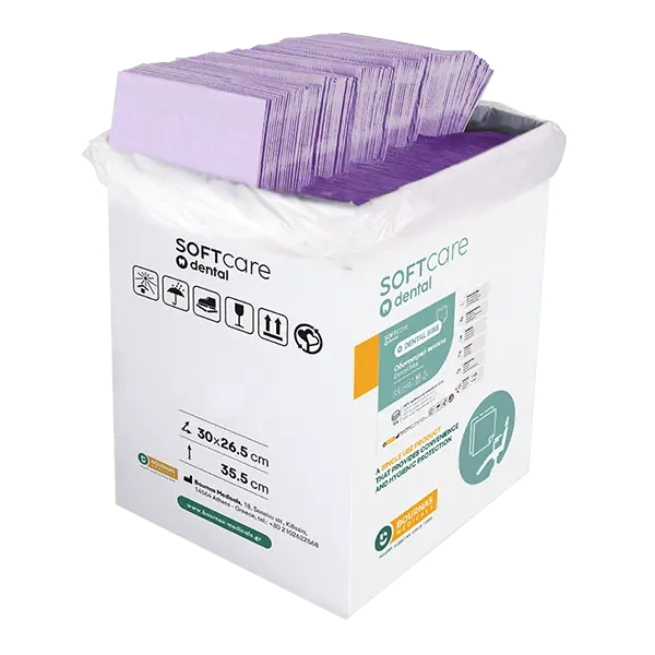 Bavete mov 2 straturi Bournas Medicals Soft Care Dental Bibs Standard Purple 33x45cm 500buc
