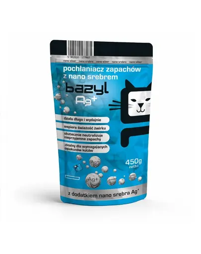 BAZYL Ag+ Bentonit absorbant miros pentru pisici 450 g