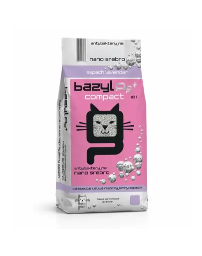 BAZYL Ag+ Compact Lavender 10L nisip litiera cu ioni de argint, parfum lavanda