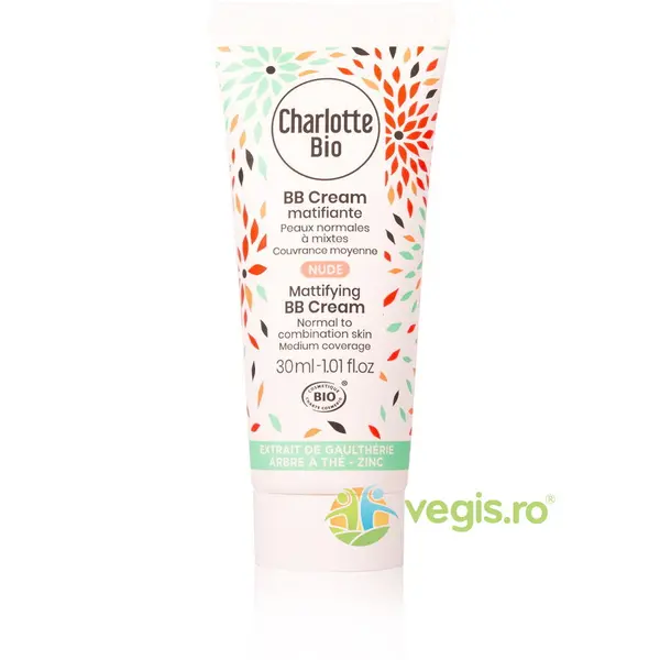 BB Cream Matifiant Nude pentru Piele Normala si Mixta cu Extract de Tea Tree si Zinc Bio 30ml