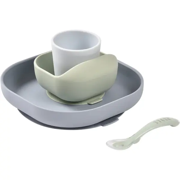 Beaba 4-Piece Silicone Dinner Set serviciu de masă pentru copii Pebble 4m+