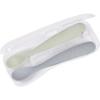 Beaba Set of 2 Ergonomic Spoons linguriță cu sac