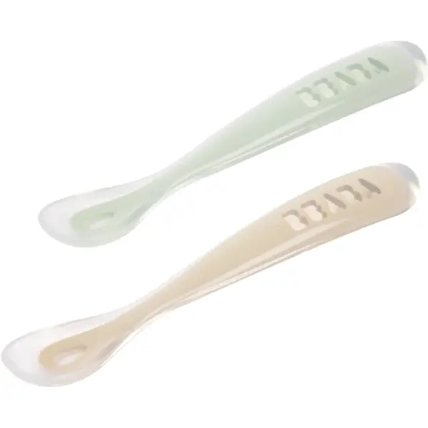 Beaba Silicone Spoon Set linguriță cu sac Clay 4m+ 2 buc