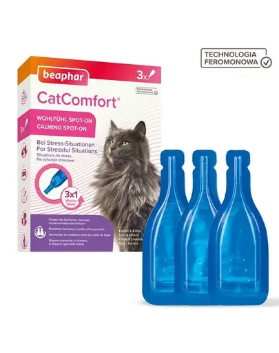 BEAPHAR CatComfort Calming Spot-On 3x0,55 ml picături cu feromoni pentru pisici