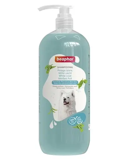 BEAPHAR Shampoo White Coat 1 L șampon pentru câini cu blană albă și deschisă