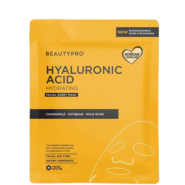BeautyPro Hyaluronic Acid Hydrating Facial Sheet Mask - 100% Biodegradable