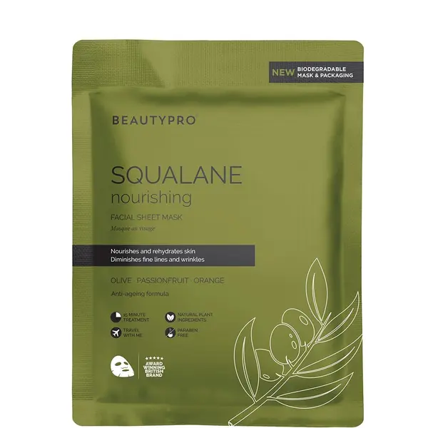BeautyPro Squalane Nourishing Facial Sheet Mask - 100% Biodegradable