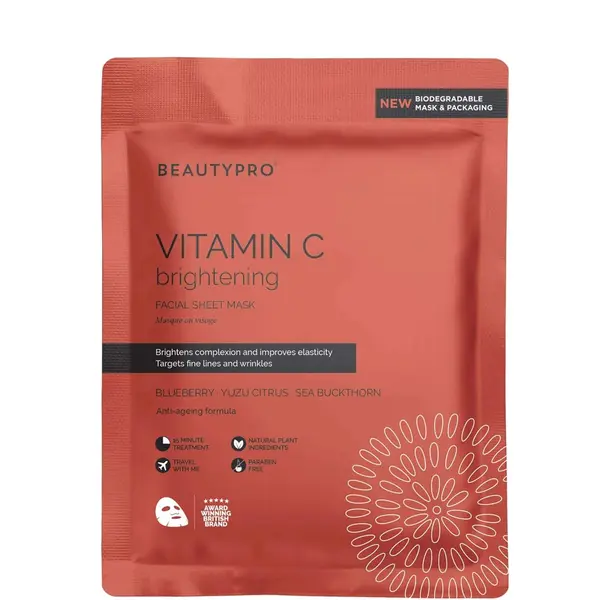 BeautyPro Vitamin C Brightening Sheet Mask - 100% Biodegradable