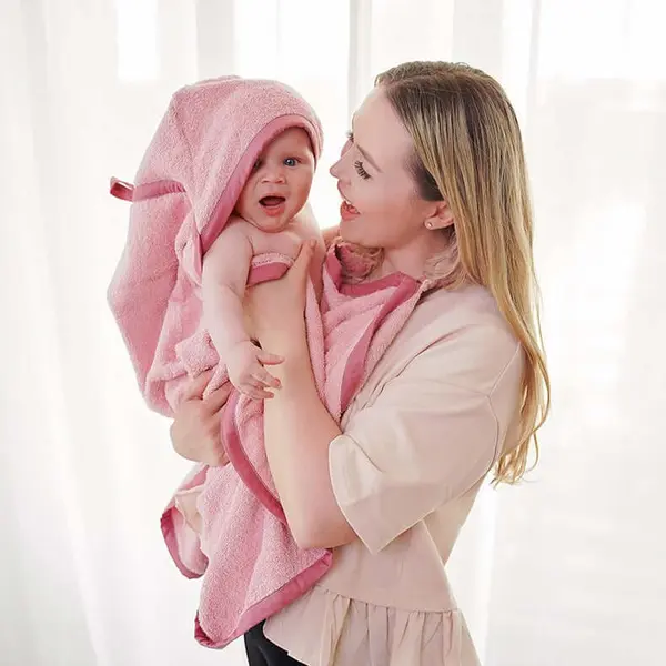 BebeHug - prosop pentru bebeluși Roz, Hands-free, frotir 100% bumbac