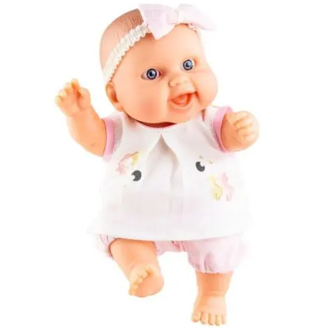Bebelus parfumat Berta, 21 cm, in rochita cu pisicute, Peques - Paola Reina