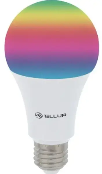 Bec inteligent LED Tellur TLL331011, WiFi, E27, 10W, 1000lm, Lumina Alba/Calda/RGB, Reglabil (Alb)