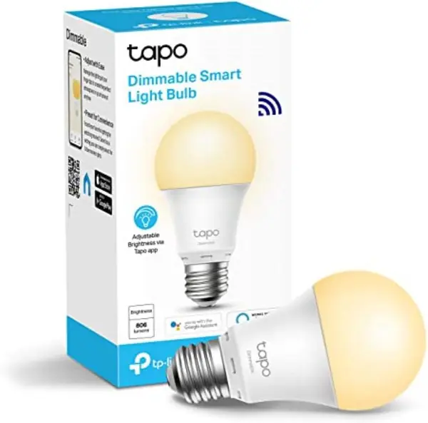 Bec inteligent LED TP-Link Tapo L510E, E27, lumina alba calda 2700K, 806 lm, WiFi 2.4GHz, dimmable, 8.7W