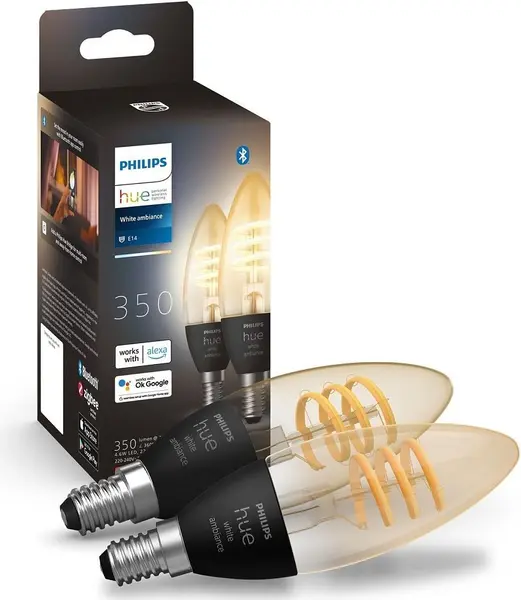 Bec inteligent Philips - 2P, 4.9W, E14, RGB, negru
