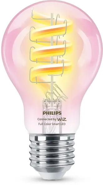 Bec inteligent Philips - Filament, 6.3W LED, E27, A60, RGB, dimmer