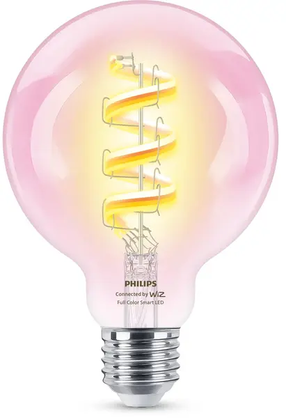 Bec inteligent Philips - Filament, 6.3W LED, E27, G95, RGB, dimmer