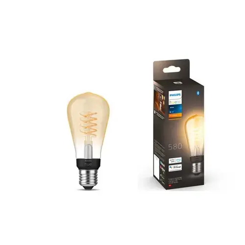 Bec LED inteligent vintage (decorativ) Philips Hue, ST64, Bluetooth/Zigbee, E27, 7W, 550 lm, lumina alba calda (2100K), clasa energetica G