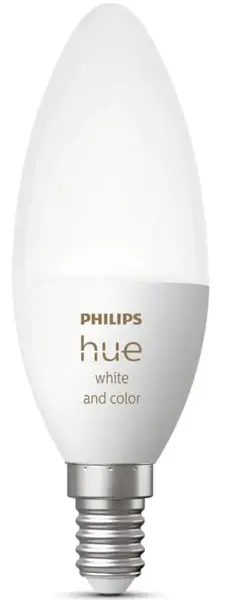 Bec LED RGB inteligent Philips Hue B39, Bluetooth, Zigbee, E14, 5.3W (25W), 470 lm, lumina alba si color