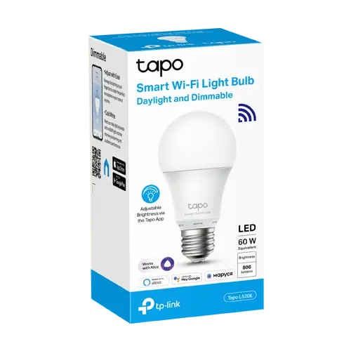 Bec smart Wi-Fi cu lumina alba neutra 4000K, 806 lm, E27, 7W, TP-Link Tapo L520E