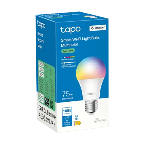 Bec smart Wi-Fi RGB cu reglaj culoare 2500-6500K, 1055 lm, E27, TP-Link Tapo L535E