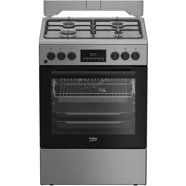 Beko Aragaz Beko FBSM62320TXD, Mixt, 4 arzatoare, 72 l, Aprindere electrica, SteamShine Cleaning, Clasa A, 60 cm, Inox