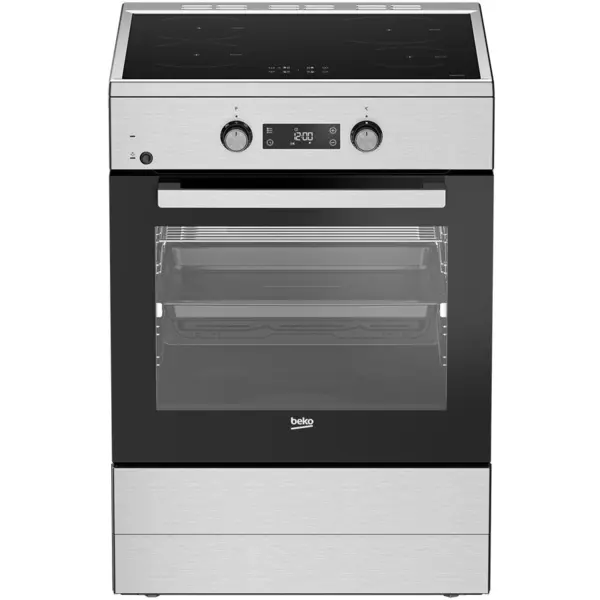 Beko Aragaz Beko FBSM69301SXT, Electric, 4 zone de gatit, Booster, Gatire asistata de abur, Timer, Clasa A, 60 cm, Argintiu
