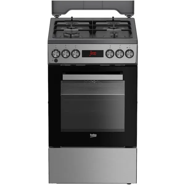 Beko Aragaz Beko FSM52331TXDS, Mixt, 4 arzatoare, 3D cooking, Cuptor electric, High-Efficiency Gas Burner, Gatire asistata de abur, SteamShine Cleaning, 8 functii, 60 cm, Clasa A, Inox