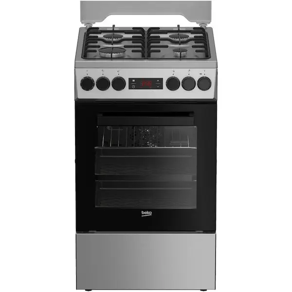 Beko Aragaz Beko FSMT52320DXON, Mixt, 4 arzatoare, Aprindere electrica, 8 Functii, Grill, Rotisor, Clasa A, 50 cm, Inox