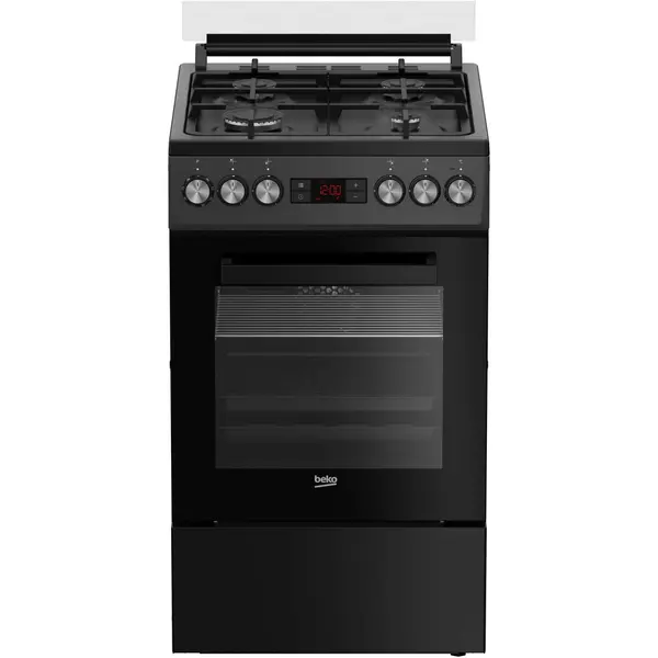 Beko Aragaz mixt Beko, 4 arzatoare cu eficienta ridicata, gaz, aprindere electrica, Cuptor electric, Grill, Dispaly, Antracit
