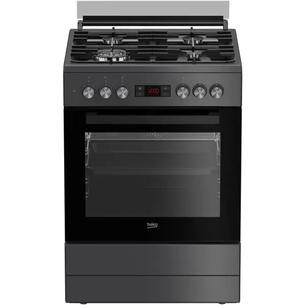 Beko Aragaz mixt Beko FBSM62320SAC, 4 zone de gatit, arzator pe gaz de inalta eficienta, Clasa A, Display LED, Child Lock, Antracit