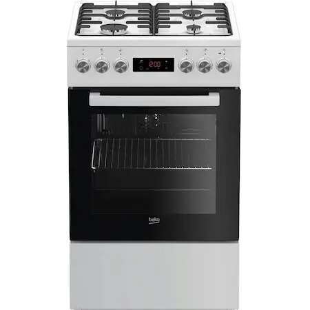 Beko Aragaz mixt Beko FSE52320DWD, 4 zone de gatit, aprindere la buton, 55 l, Alb