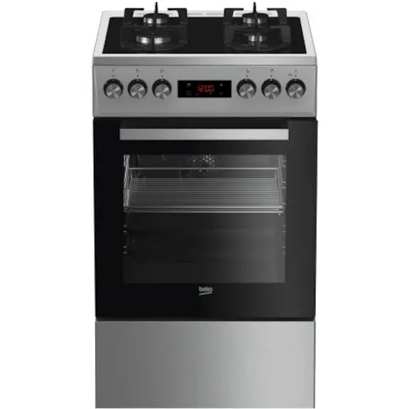 Beko Aragaz mixt Beko FSMT55330DXDS, 4 arzatoare, 8 functii, 60 L, Inox