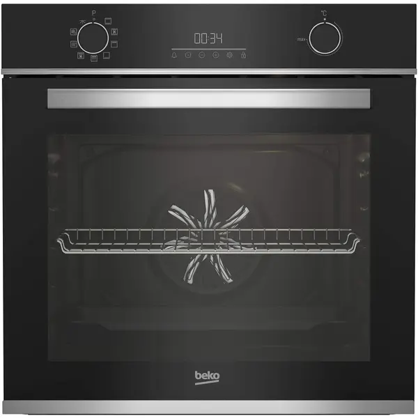 Beko Cuptor incorporabil Beko BBIE13301XMP, Electric, 71 l, Autocuratare pirolitica, Grill, Timer, AEROperfect, RecycledNet, Clasa A, Negru