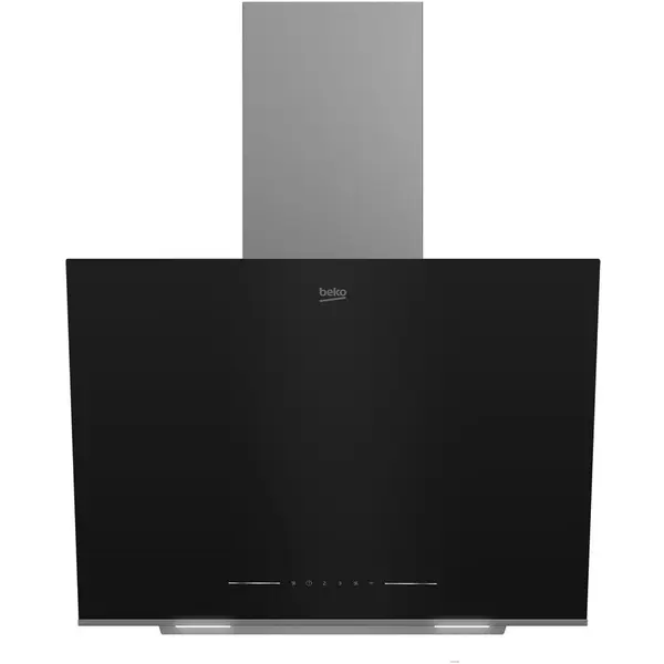 Beko Hota incorporabila decorativa Beko BHCA66641BBHS, Putere de absorbtie 720 mc/h, Senzor de temperatura, Iluminare LED, Control touch, Avertizare curatare/inlocuire filtru, Clasa A, Sticla neagra