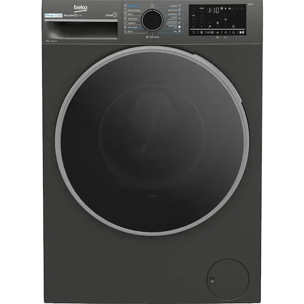 Beko Masina de spalat rufe Beko B3WFU48415MB2ES, 8 kg, 1400 RPM, Clasa A, SteamCure, AddXtra, Motor ProSmart Inverter, AutoClean Detergent Drawer, Antracit