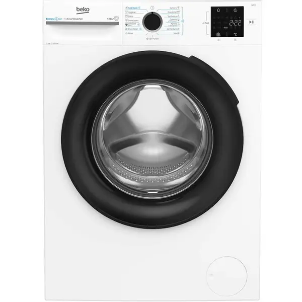 Beko Masina de spalat rufe Beko BM3WFSU37213WB, 7 Kg, 1200 RPM, Clasa A, SteamCure, Recycled Tub, ProSmart Inverter Motor, AddXtra, WaterMode, ColdWash, Alb
