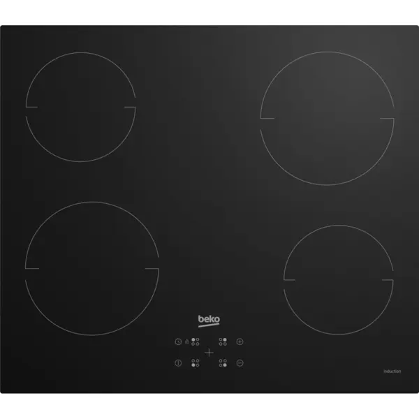 Beko Plita cu Inductie Beko HII64401QT, 60 cm, 4 Zone, Touch Control, Booster, Pan Detection, Timer, Negru