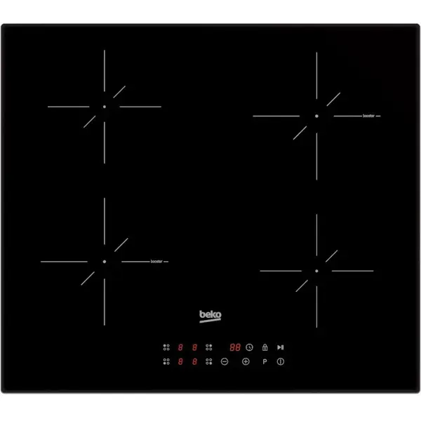 Beko Plita incorporabila Beko HII6442TBO, Inductie, 4 zone de gatit, 9 trepte de putere, Booster, Child Lock, Timer, Oprire automata, Negru