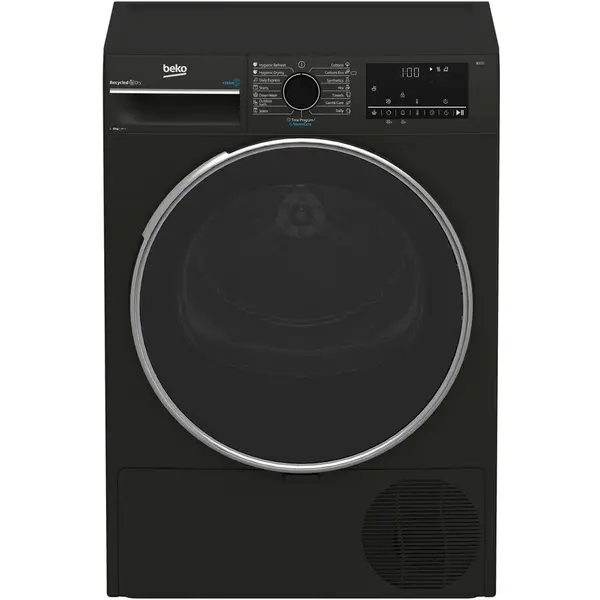 Beko Uscator de rufe Beko B3T68239MG EU, 8 kg, 15 programe, Aquawave, Pompa de caldura, Clasa D, Gri inchis