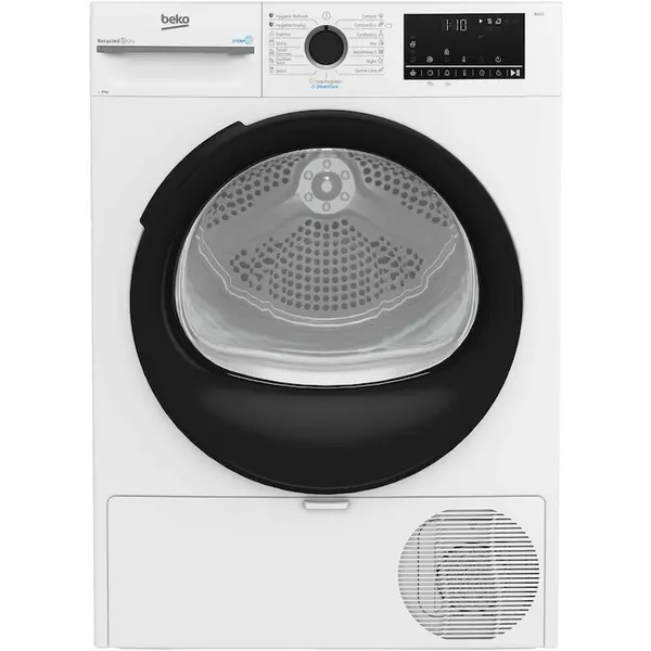 Beko Uscator de rufe Beko BM3T48249W, Pompa de caldura, 8 Kg, 15 programe, Clasa C, Motor ProSmart Inverter, Aquawave, Alb