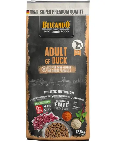 BELCANDO Adult Grain Free Duck 12,5 kg hrană uscată pentru câini adulți, fără cereale, cu rață