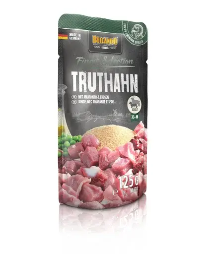 BELCANDO Finest Selection hrana umeda pentru caini, curcan cu amarant si mazare, talie XS-M, 125 g