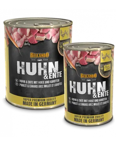 BELCANDO Super Premium hrana umeda pentru caini, pui si rata cu mei si morcovi, 800 g