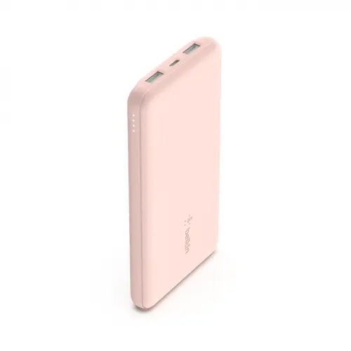 Belkin Baterie portabila Belkin Boost Charge 10K, 1x USB-C, 2x USB, 10.000mAh, Roz||Auriu