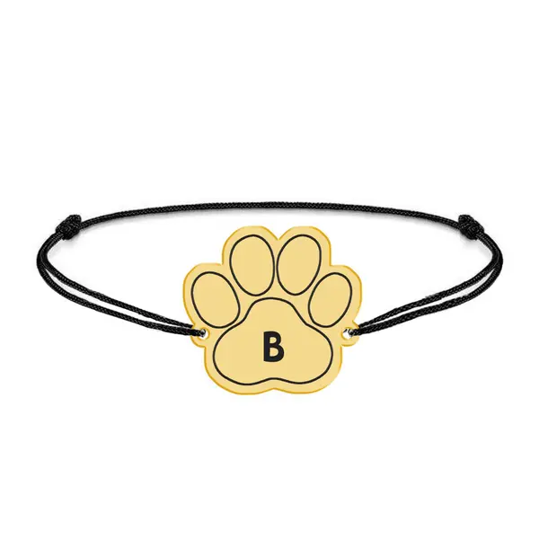Bella - Bratara personalizata din snur cu talisman argint placat cu aur galben 24K - labuta