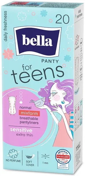 Bella For Teens Absorbante zilnice pentru femei Sensitive, 20 buc.
